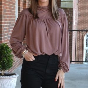Ruched High Neck Top